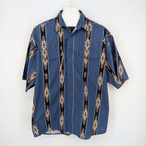 Vintage Wrangler Western Shirt Men Size XXL Snap On Aztec Cowboy Southwestern